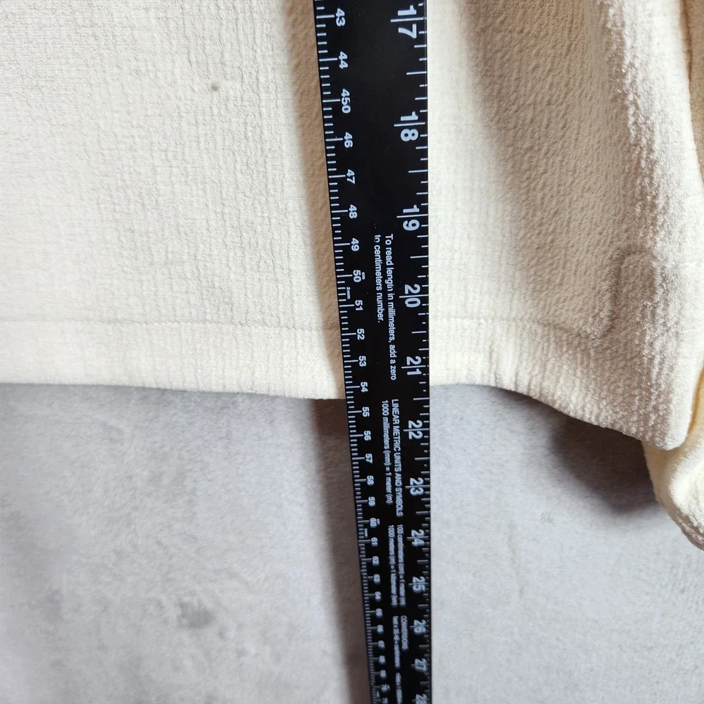 Madewell Top Women Small Cream Square Neck Puff Sleeve Textured Crepe Minimalist